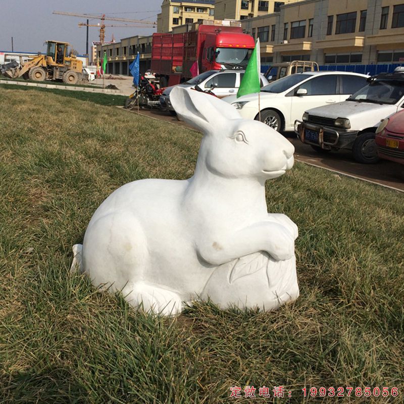 汉白玉兔子动物雕塑（1）