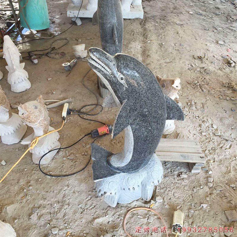 公园海豚动物石雕（1）