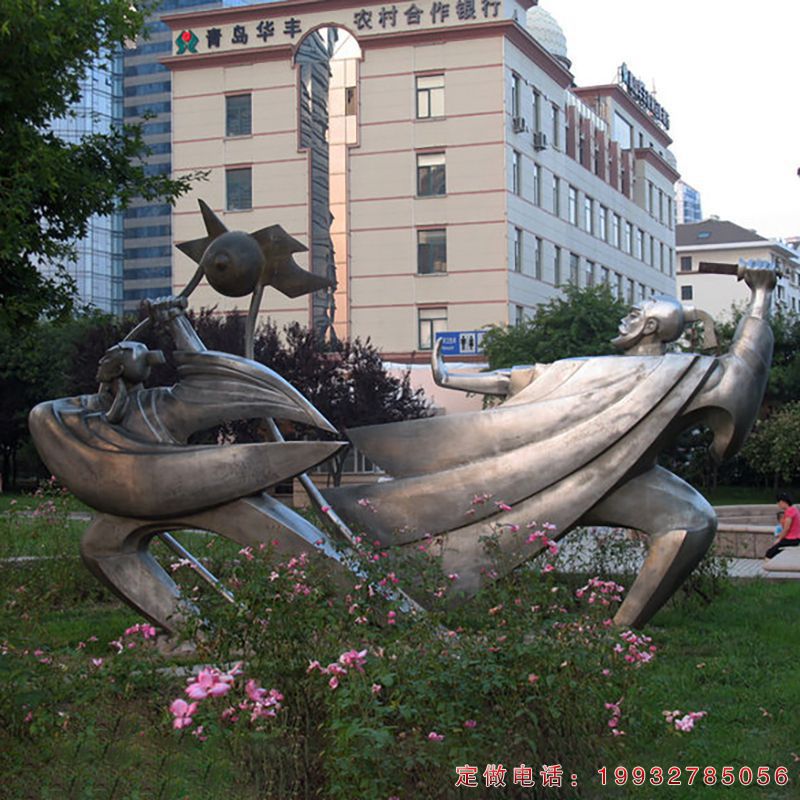 不锈钢古代人物比武雕塑（1）