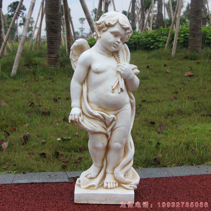 汉白玉抱着麦穗的小天使西方人物石雕（1）