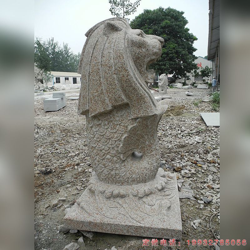 砂岩鱼尾狮动物石雕（1）