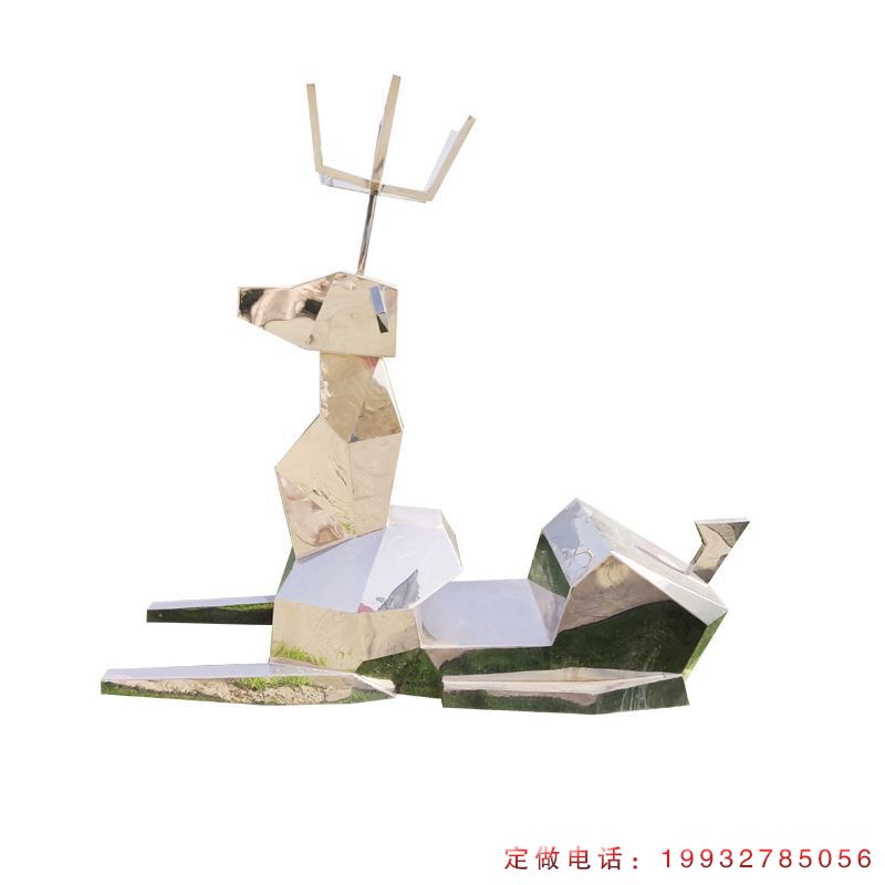 公园几何抽象鹿不锈钢雕塑（1）