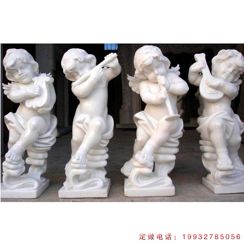 汉白玉吹拉弹唱小天使西方人物石雕（1）