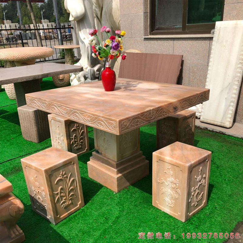 别墅方形桌椅景观石雕（1）