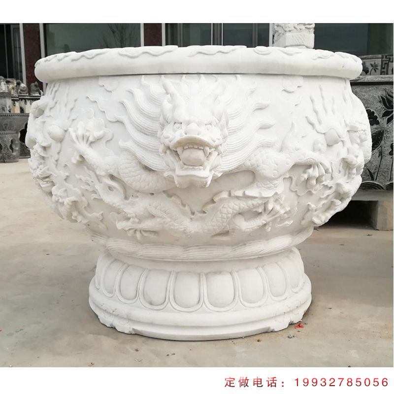 公园龙浮雕水缸景观石雕（4）