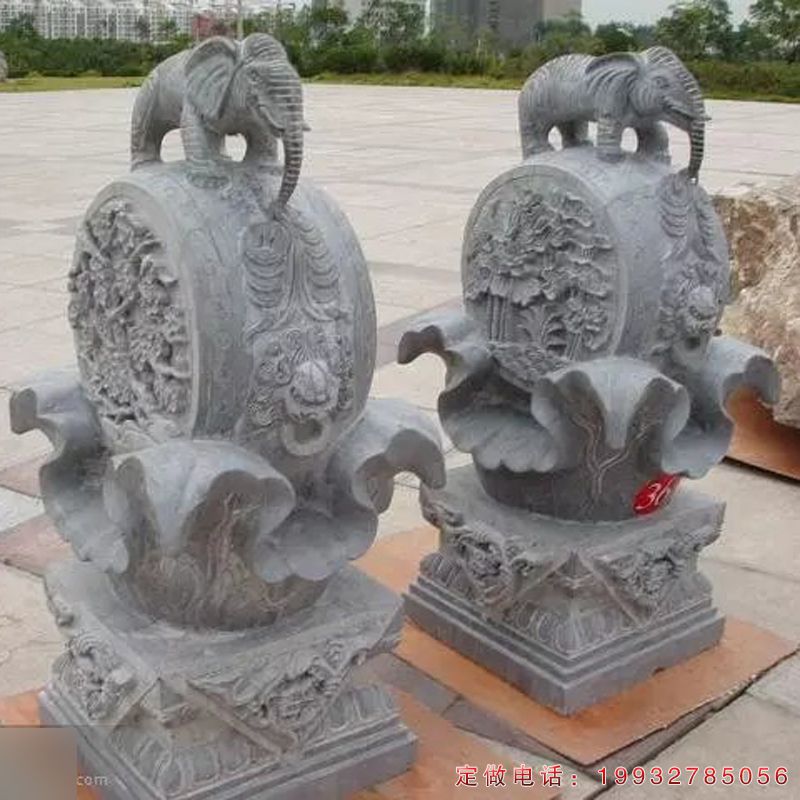 大象抱鼓石景观雕塑（1）