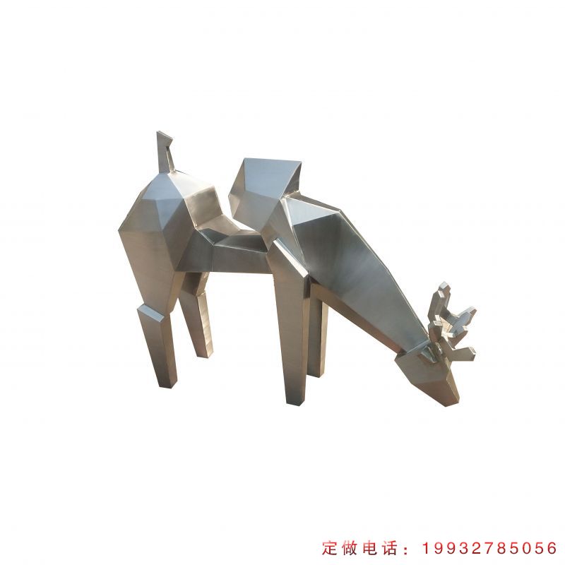 公园不锈钢几何鹿雕塑（3）