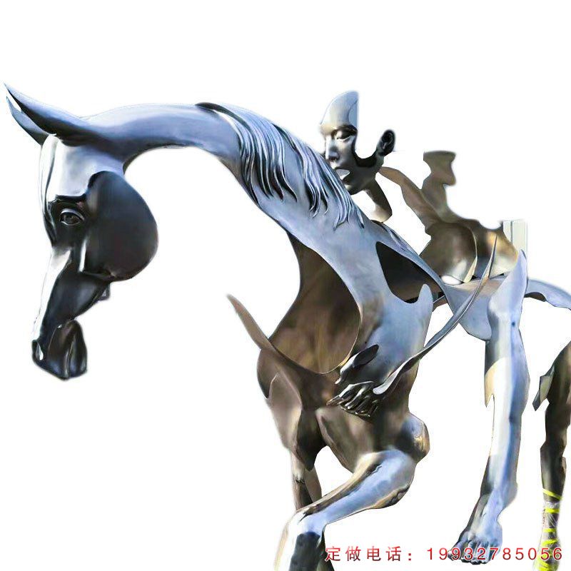 不锈钢抽象骑马人物雕塑 (4)