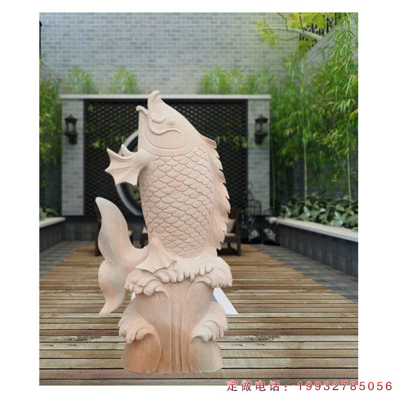 大理石金鱼 石雕庭院动物摆件 (1)