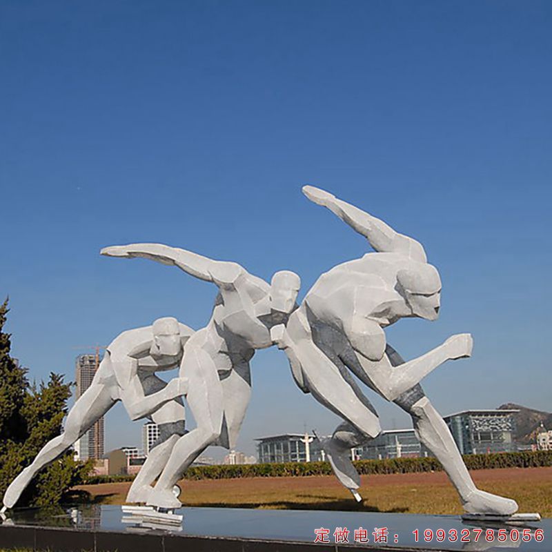 景区不锈钢滑冰人物雕塑（2）