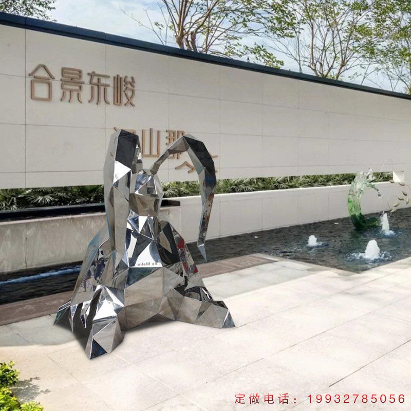 城市不锈钢兔子动物雕塑（2）