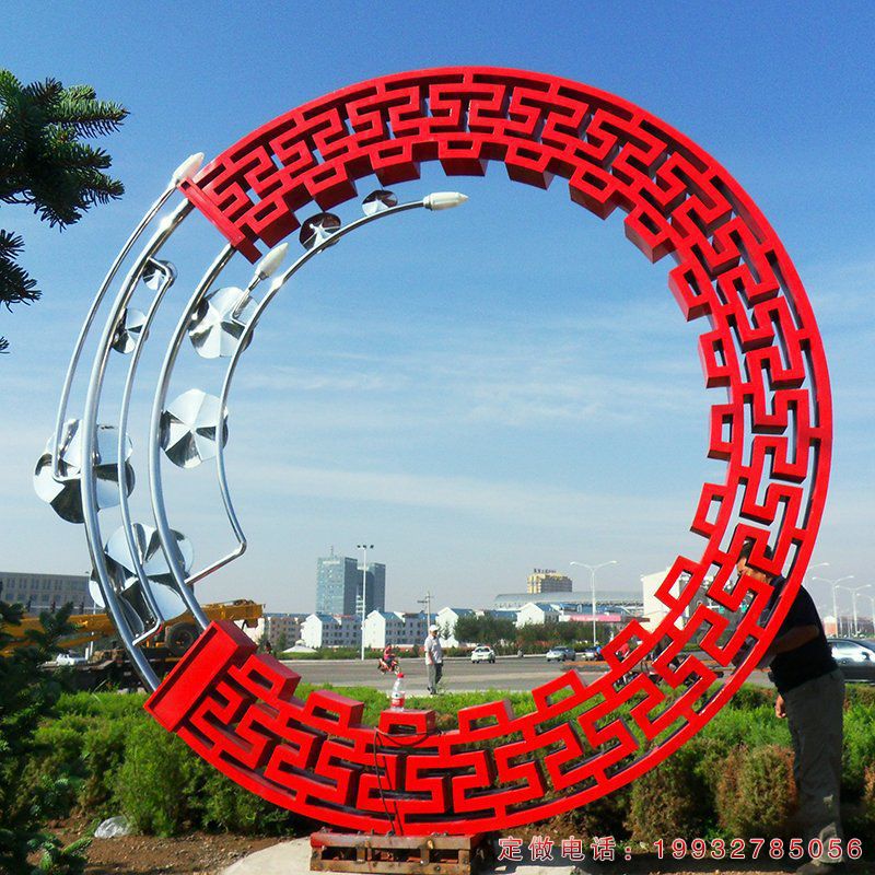 企业不锈钢圆环景观雕塑（2）