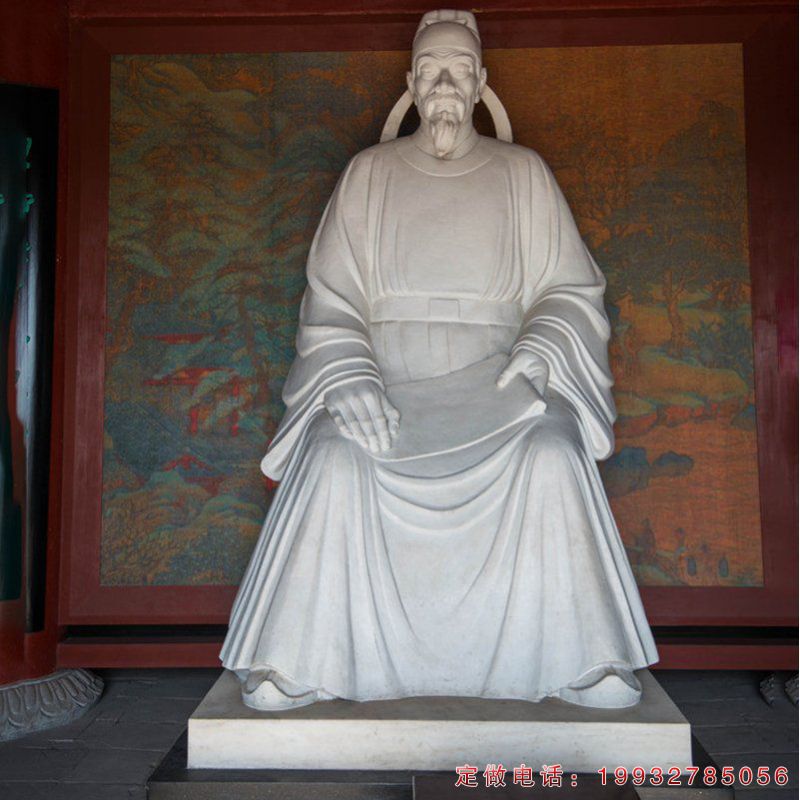 草坪诗人杜甫人物石雕（1）