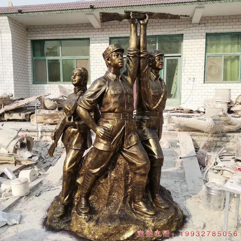 八路军革命人物铜雕 (1)