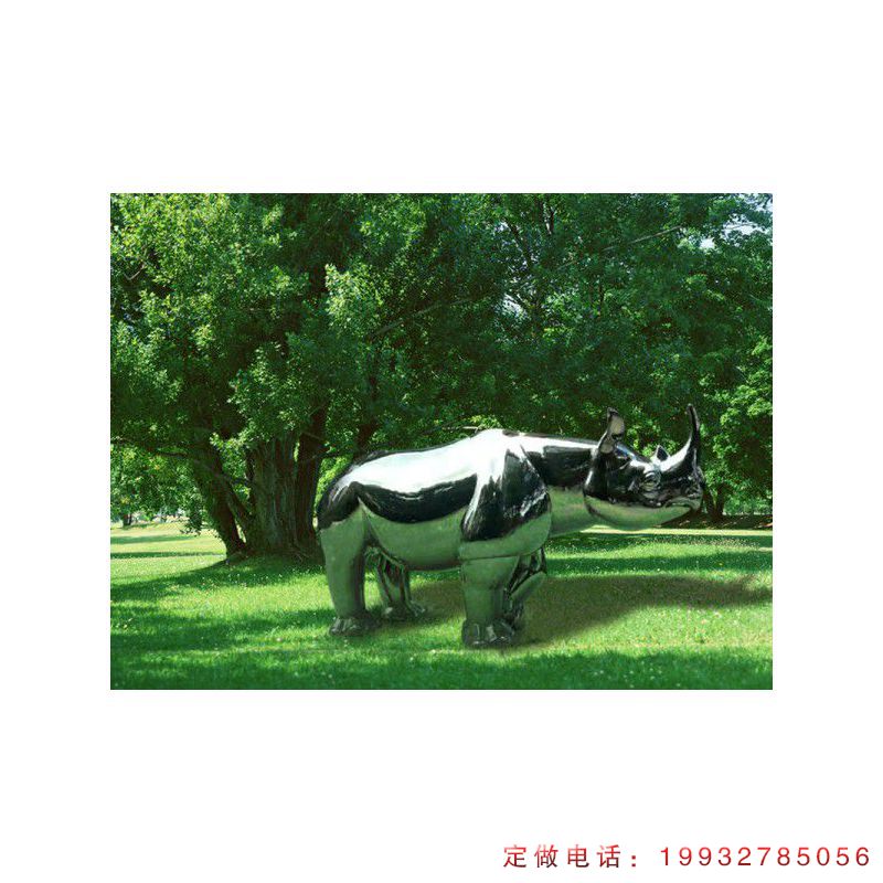 不锈钢犀牛雕塑  (1)