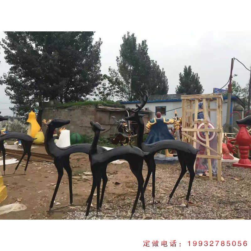 广场抽象鹿动物铜雕（3）