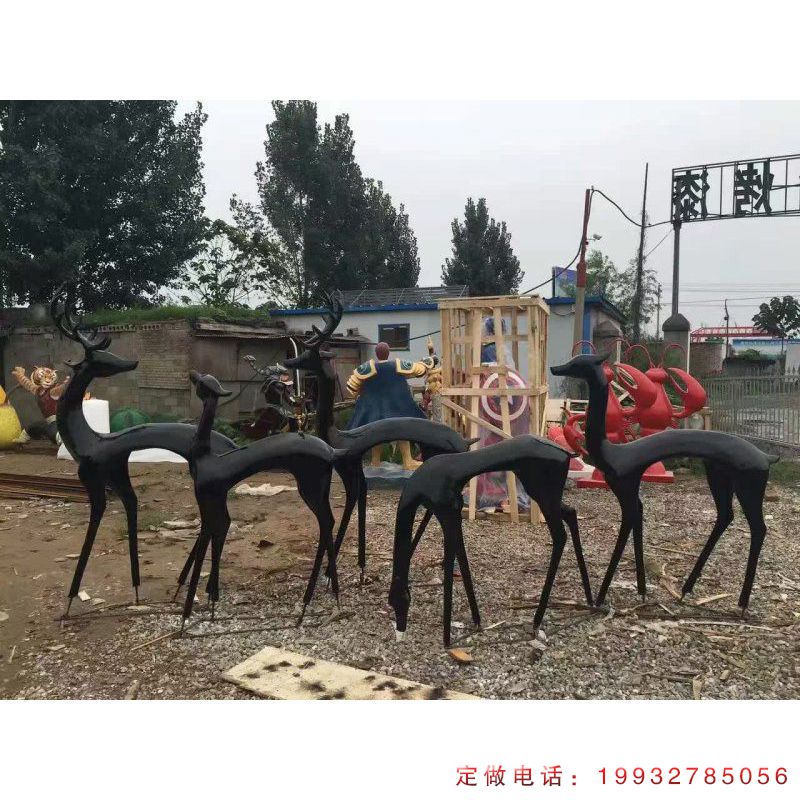 广场抽象鹿动物铜雕（4）