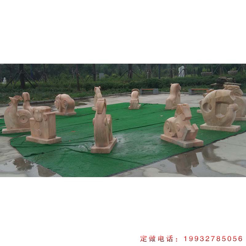 医院抽象十二生肖动物石雕（1）