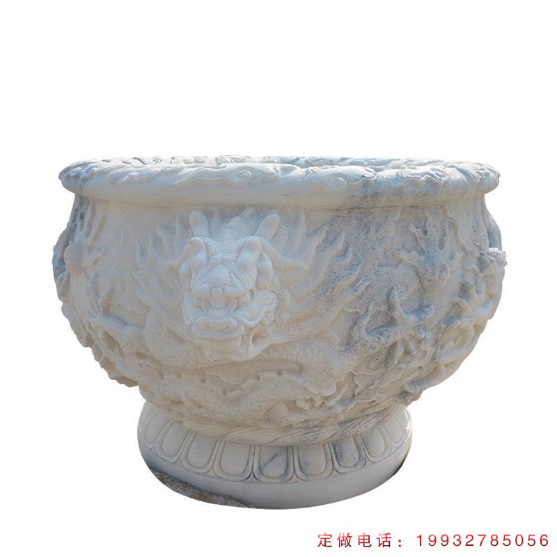 游乐场草白玉水缸景观石雕（3）