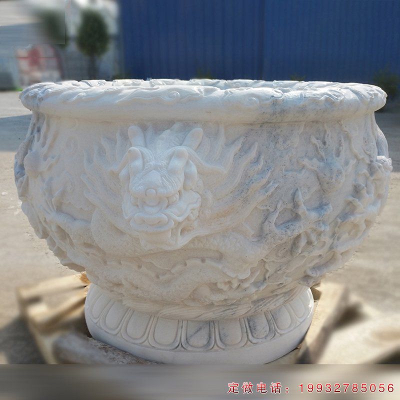 游乐场草白玉水缸景观石雕（2）
