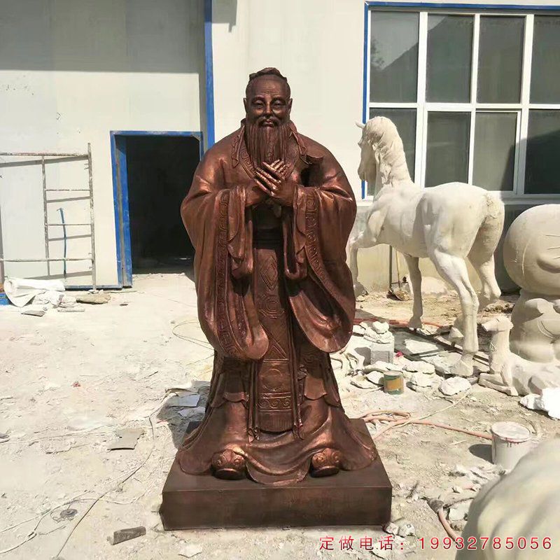 仿铜孔子雕塑，名人雕塑 (2)