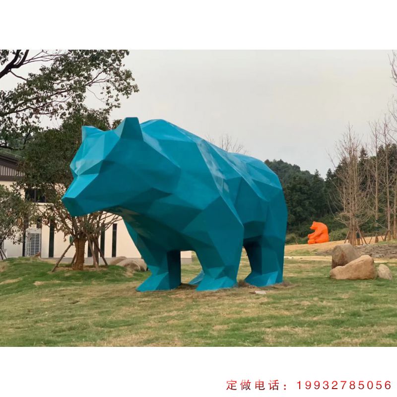 公园不锈钢熊动物雕塑（1）