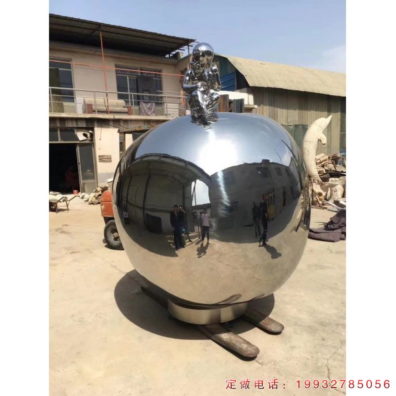 步行街不锈钢苹果景观雕塑（1）