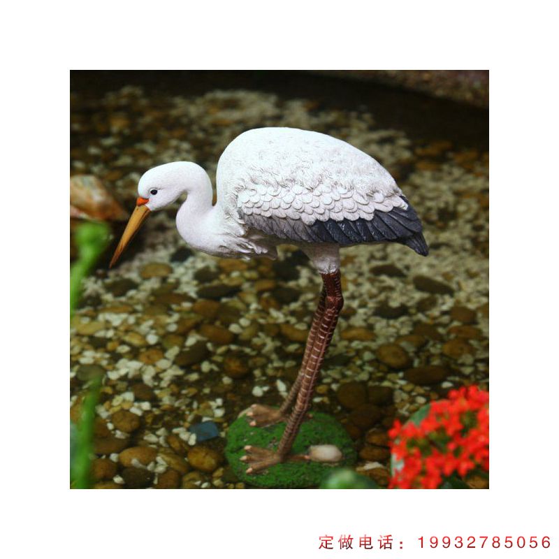 草坪玻璃钢白鹭动物雕塑（1）