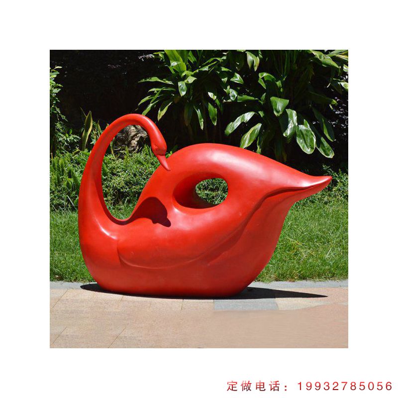 广场玻璃钢天鹅动物雕塑（1）
