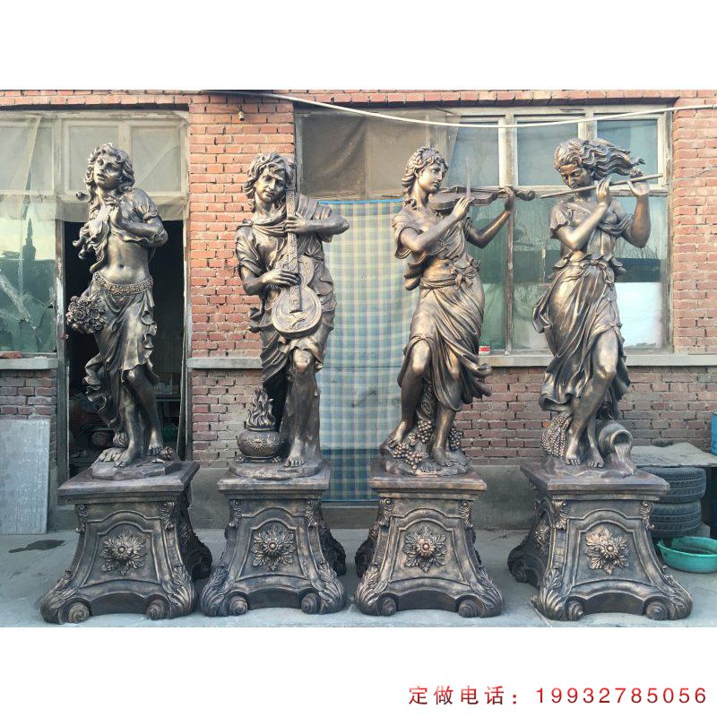 广场奏乐西方人物铜雕（1）