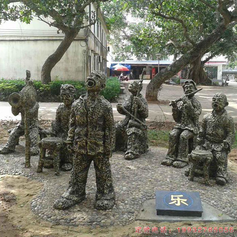 抽象人物唱歌铜雕，公园景观铜雕