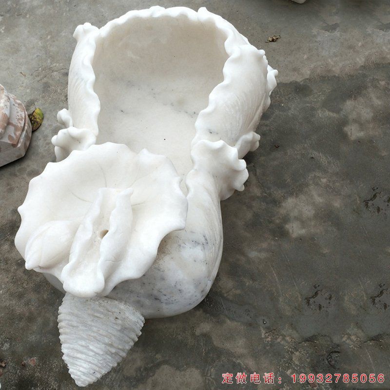 汉白玉莲花水缸   石雕小区景观摆件 (4)