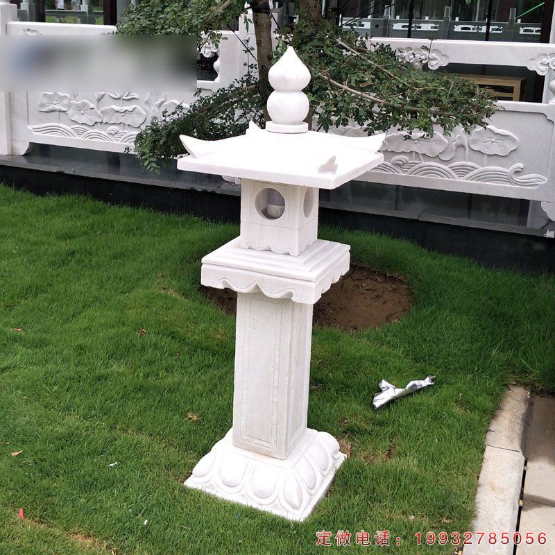 公园石灯雕塑，汉白玉石灯