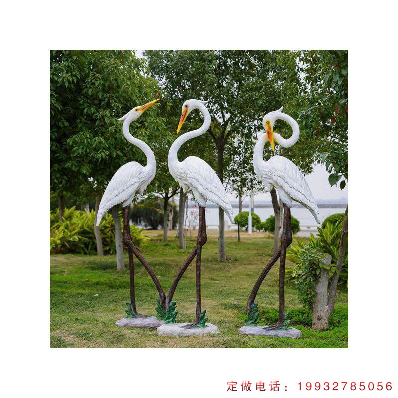 公园玻璃钢白鹭动物雕塑（1）