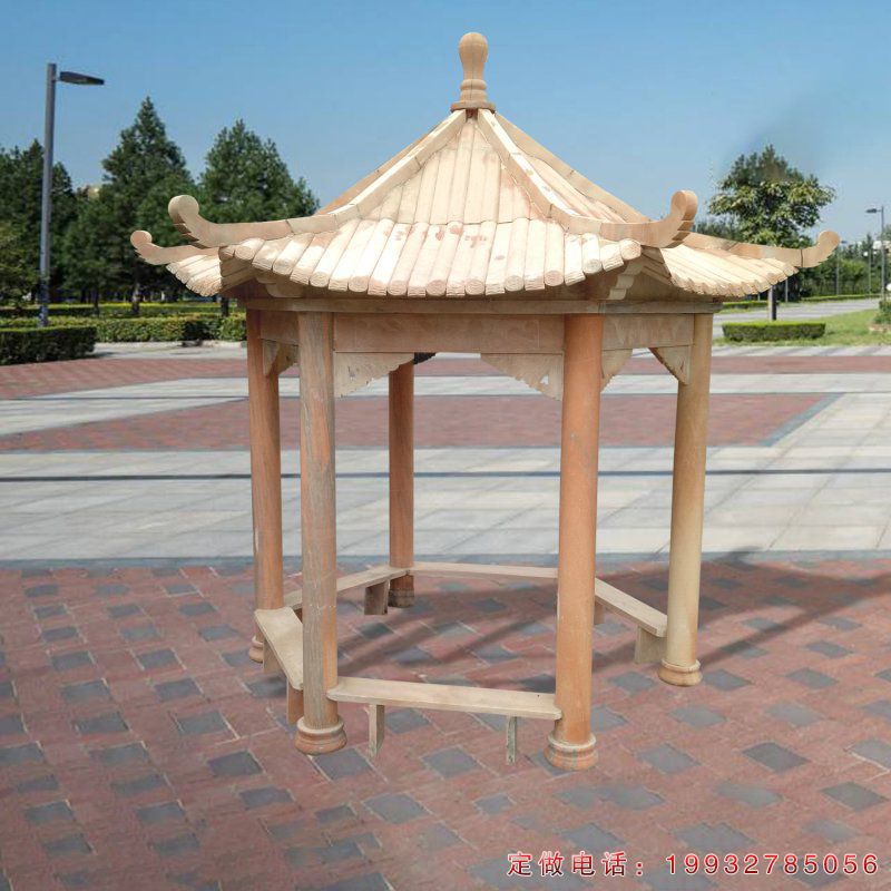 广场晚霞红六角凉亭景观石雕（3）