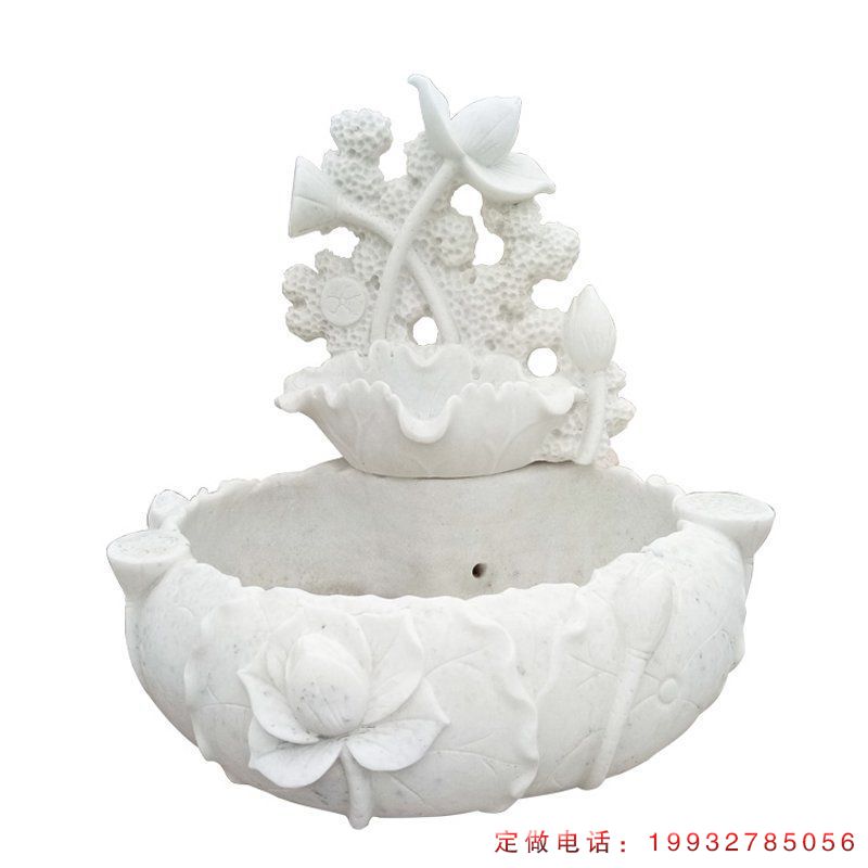 汉白玉莲花水盆  石雕小区景观摆件 (2)