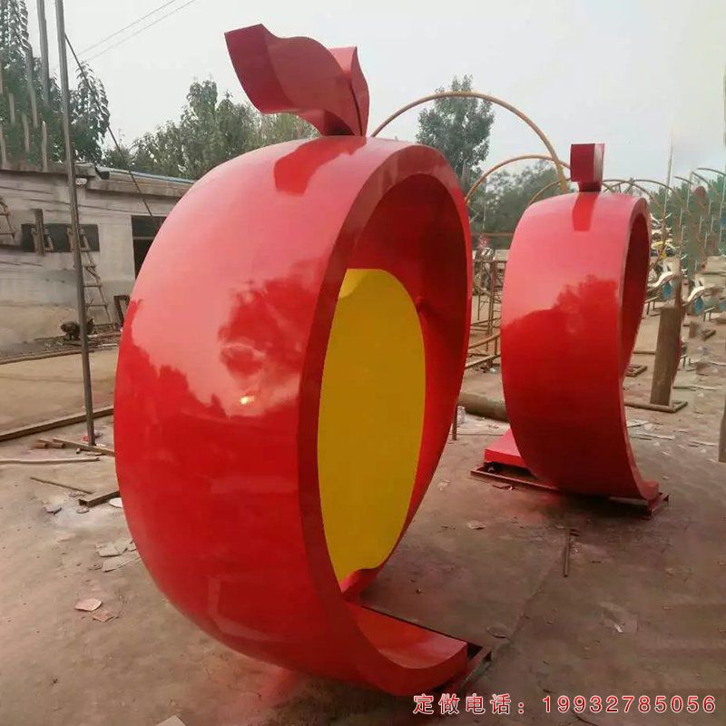 步行街不锈钢苹果景观雕塑（1）