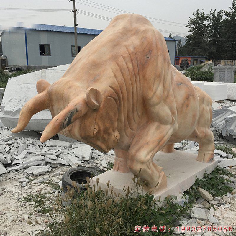 酒店晚霞红犀牛动物石雕（3）