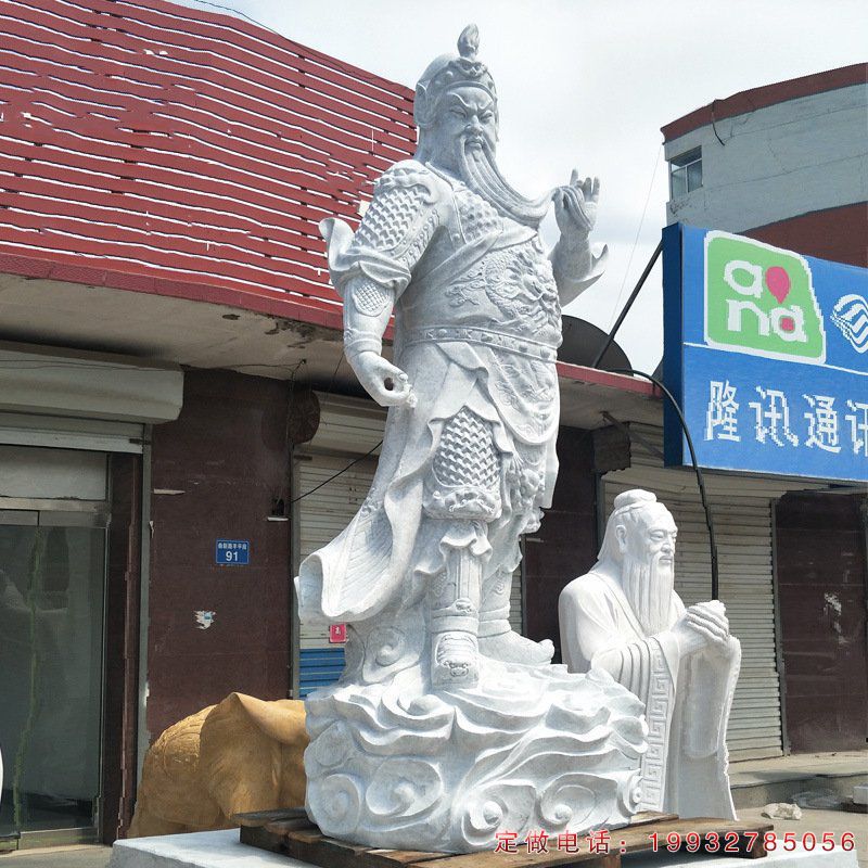 景区汉白玉关公人物石雕（3）