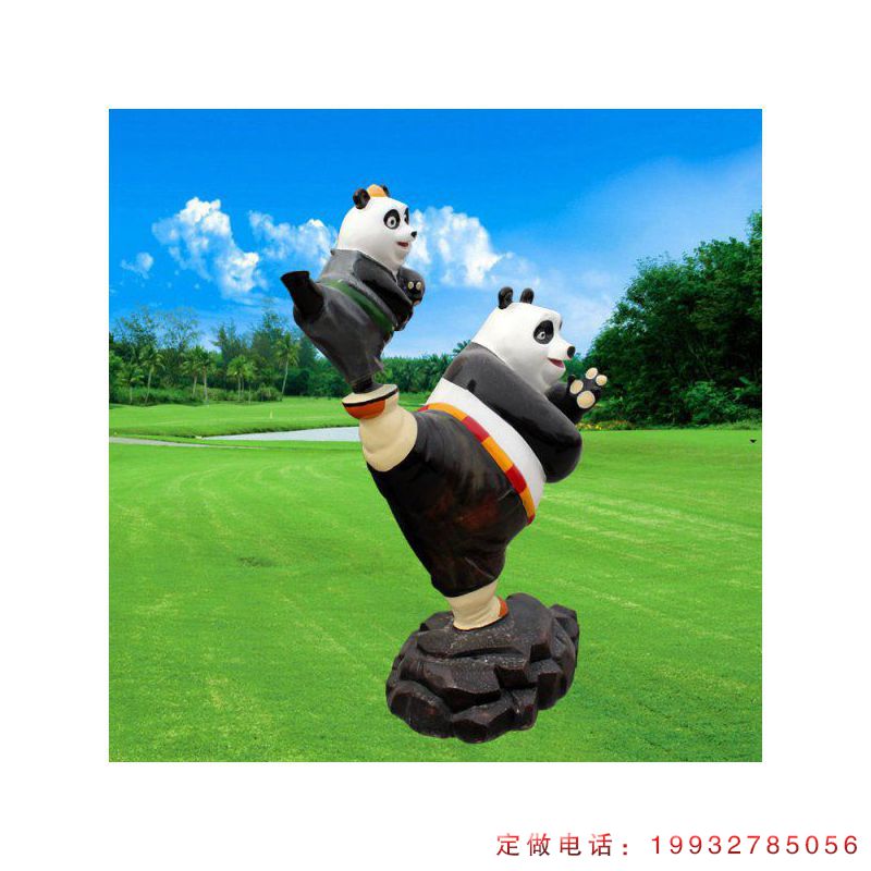 学校玻璃钢功夫熊猫卡通雕塑（2）