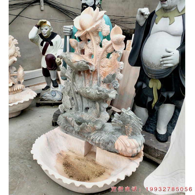 企业大理石荷花景观石雕（2）