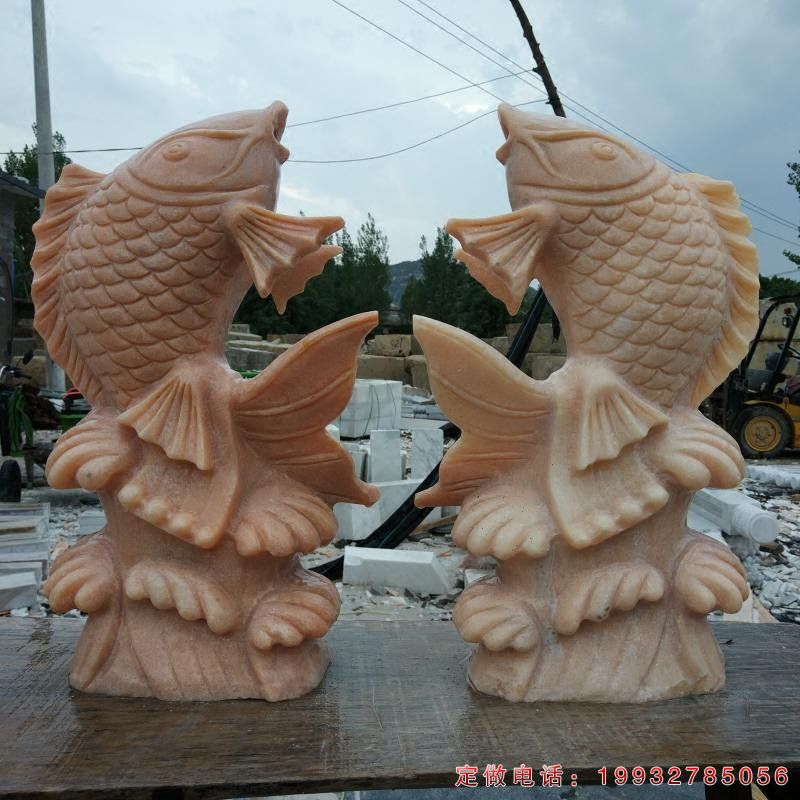 石雕鱼，晚霞红喷水鱼
