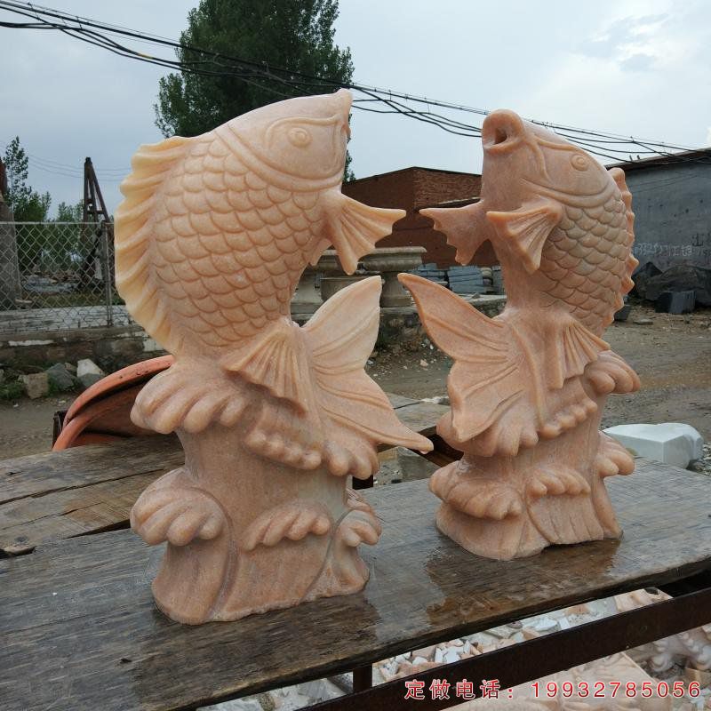石雕鱼，晚霞红喷水鱼 (2)