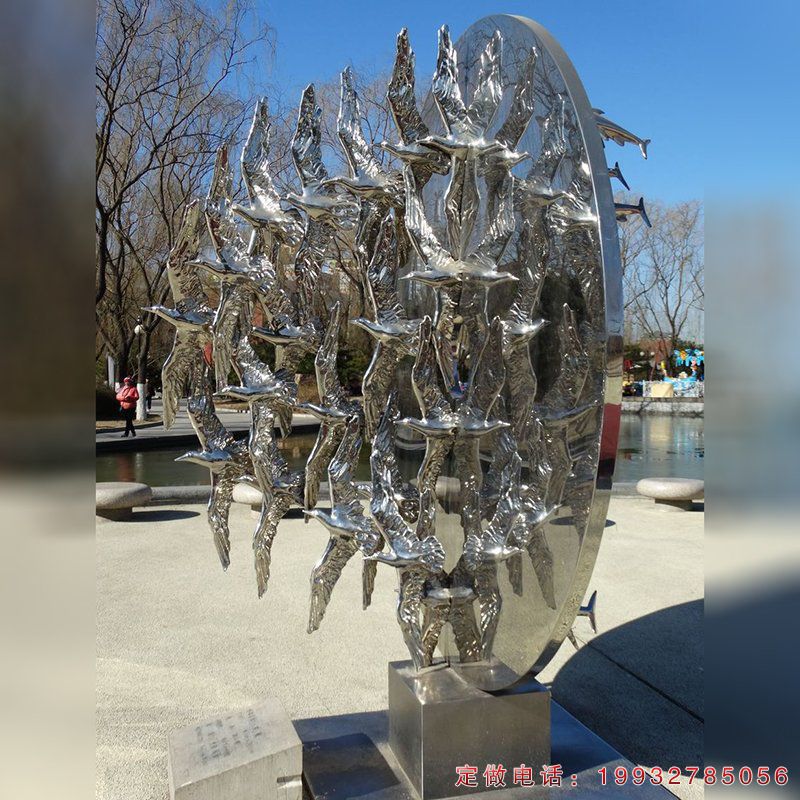 广场不锈钢鱼动物雕塑（1）