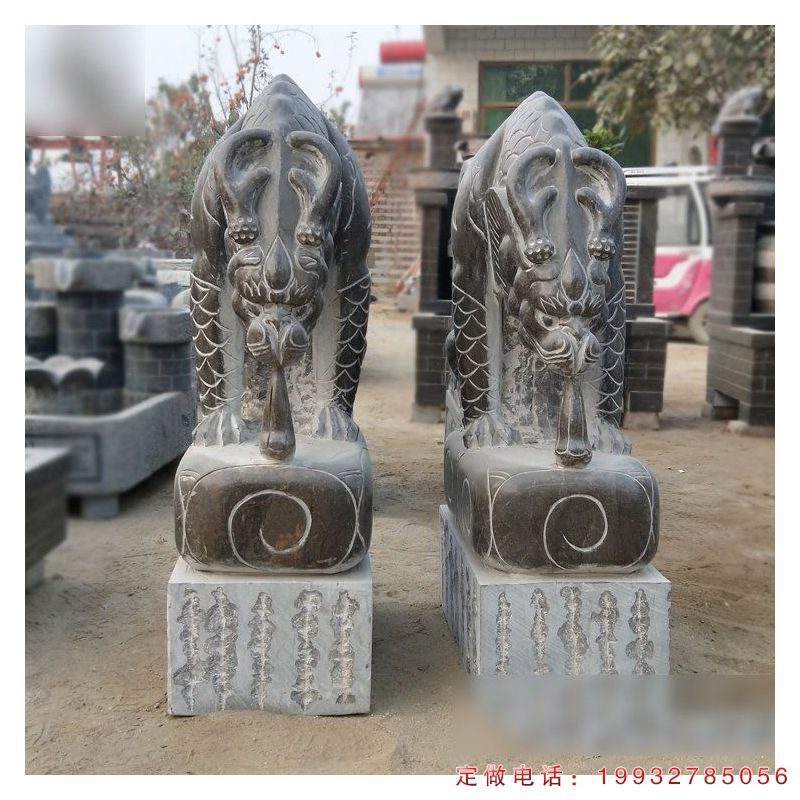 避水兽石雕，青石神兽雕塑 (3)