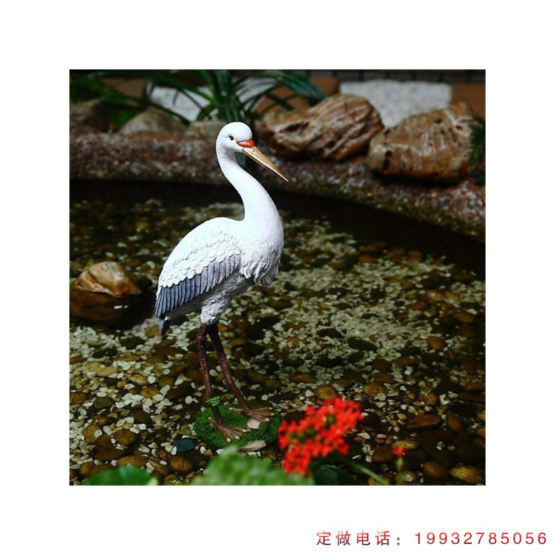 小区庭院玻璃钢白鹭动物雕塑（1）