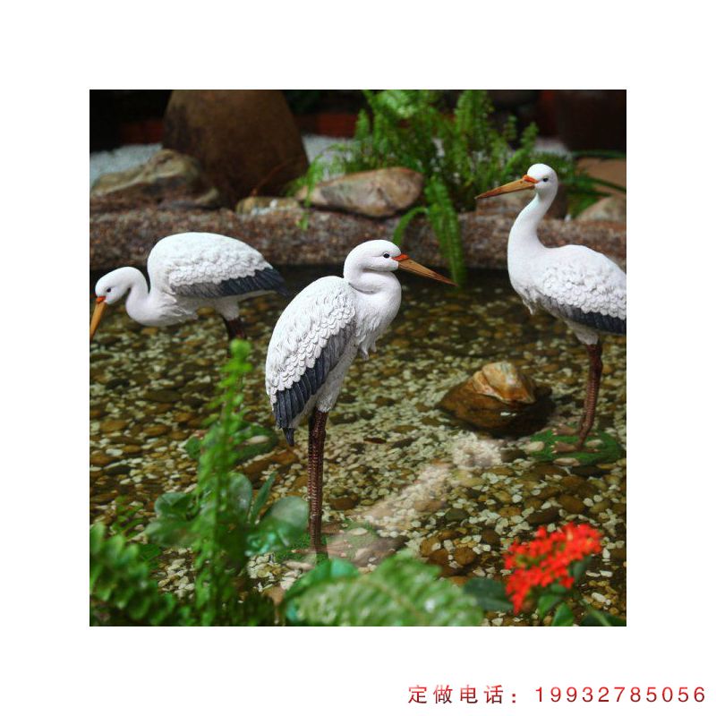 广场玻璃钢白鹭动物雕塑（3）