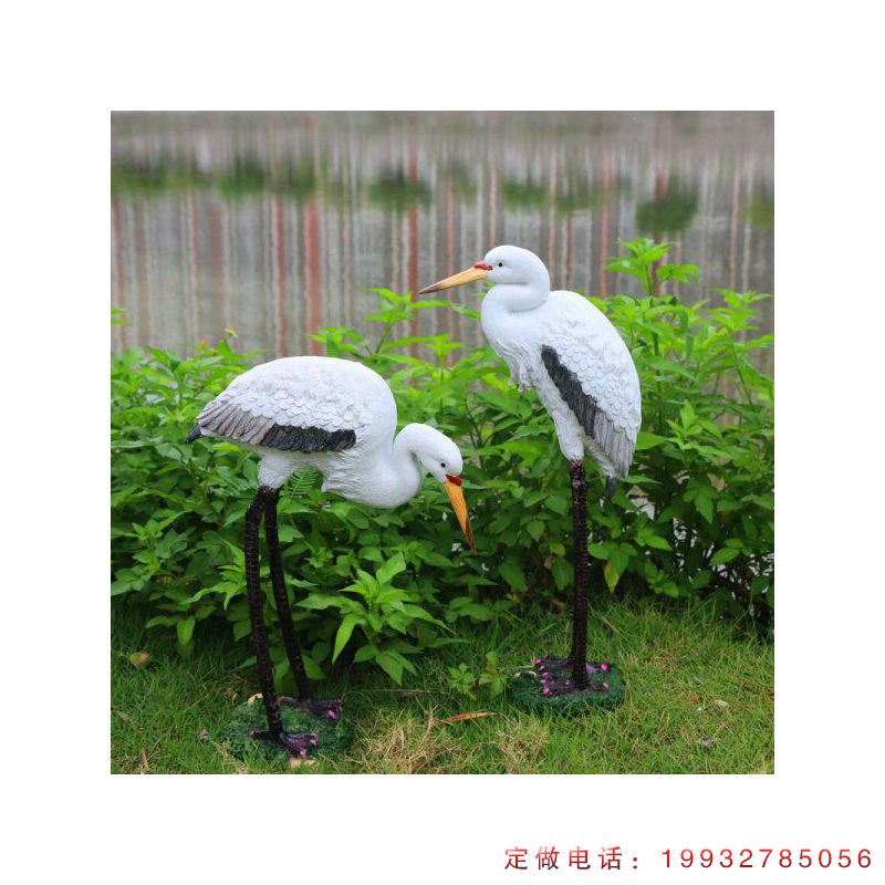 酒店玻璃钢白鹭动物雕塑（1）