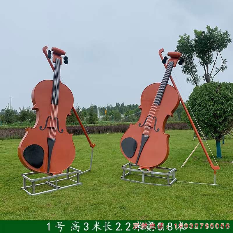 景区不锈钢大提琴景观雕塑（2）