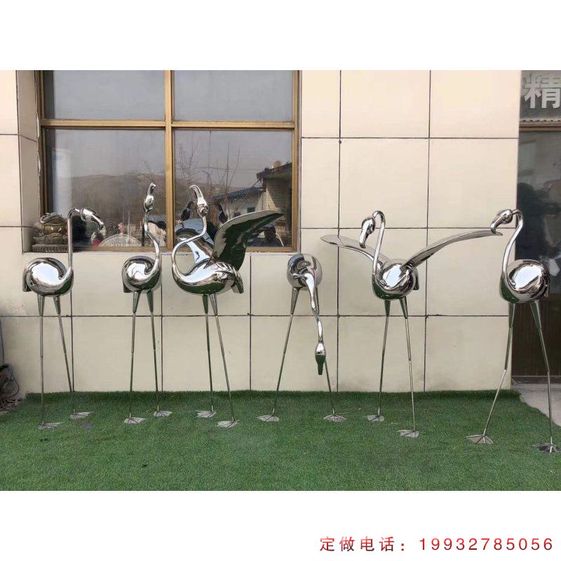 步行街不锈钢火烈鸟动物雕塑（2）
